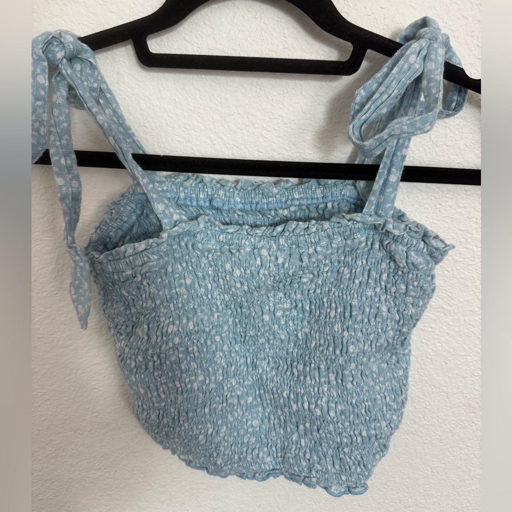 Abercrombie & Fitch Light Blue Smocked Tank Top